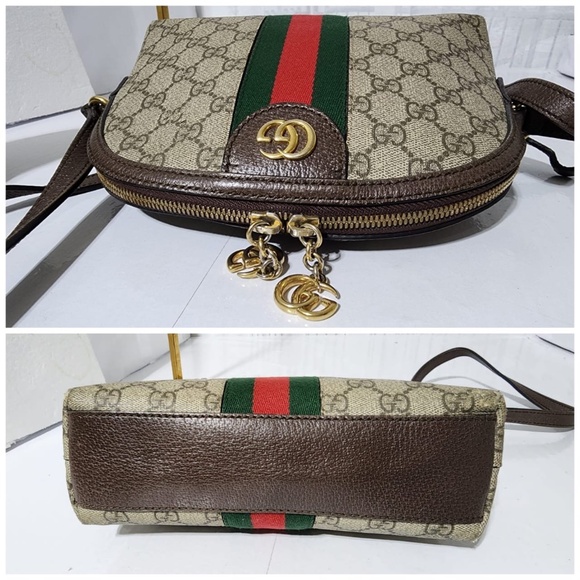 Authentic GUCCI GG Ophidia Web Sherry Line Shoulder Bag Beige/Brown - Picture 10 of 16
